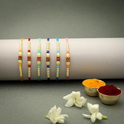 Set of 6 Rakhi for Brother Rakhi Thread for Bhai Bhabhi Bhaiya and Bhatiji veera Raksha Bandhan Rakhi Set Dora Bracelet Kalwa with gift Pack for Brother Sister Indian Traditional Festival Rakhi in Saudi Arabia