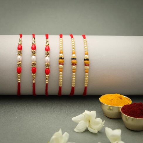 Set of 6 Rakhi for Brother Rakhi Thread for Bhai Bhabhi Bhaiya and Bhatiji veera Raksha Bandhan Rakhi Set Dora Bracelet Kalwa with gift Pack for Brother Sister Indian Traditional Festival Rakhi in Saudi Arabia