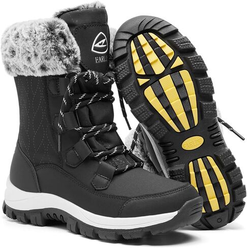 EARLDE Women’s Snow Boot With Waterproof Lace Up Mid-Calf Outdoor Winter Deep Tread Rubber Sole in Saudi Arabia