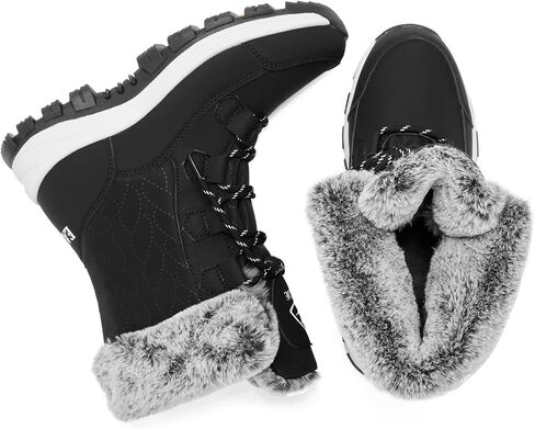 EARLDE Women’s Snow Boot With Waterproof Lace Up Mid-Calf Outdoor Winter Deep Tread Rubber Sole in Saudi Arabia