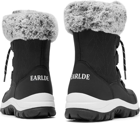 EARLDE Women’s Snow Boot With Waterproof Lace Up Mid-Calf Outdoor Winter Deep Tread Rubber Sole in Saudi Arabia
