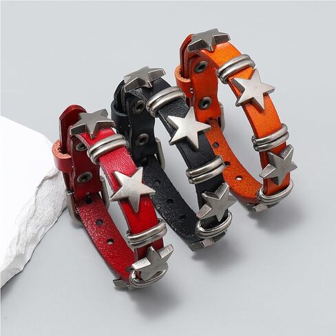 Choistily سوار جلدي للنساء أساور الجرونج تكويم أساور جلدية بوهو الطبقات أساور نجمة التفاف أساور مضفر الكفة الأساور مجموعة in Kuwait