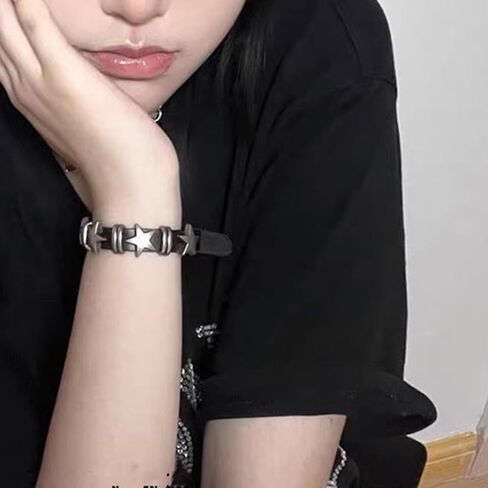 Choistily سوار جلدي للنساء أساور الجرونج تكويم أساور جلدية بوهو الطبقات أساور نجمة التفاف أساور مضفر الكفة الأساور مجموعة in Kuwait