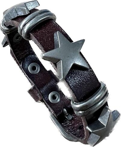 Choistily سوار جلدي للنساء أساور الجرونج تكويم أساور جلدية بوهو الطبقات أساور نجمة التفاف أساور مضفر الكفة الأساور مجموعة in Kuwait