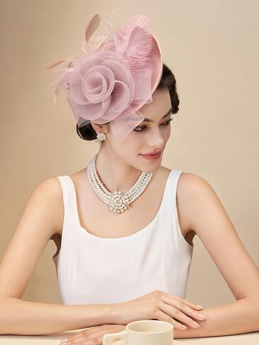 SWEETV Flower Sinamay Tea Party Fascinators for Women, Kentucky Derby Hats for Church, Cocktail, Wedding, Fancy Dress Party in Saudi Arabia