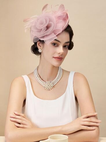 SWEETV Flower Sinamay Tea Party Fascinators for Women, Kentucky Derby Hats for Church, Cocktail, Wedding, Fancy Dress Party in Saudi Arabia