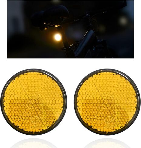 2 PCS Motorcycle Reflectors, Plastic Round Reflective Warning Reflector with Bolts, Safety Reflector for Motorcycles, Scooters and Bicycles, Motorcycle Accessories (Orange) in Saudi Arabia