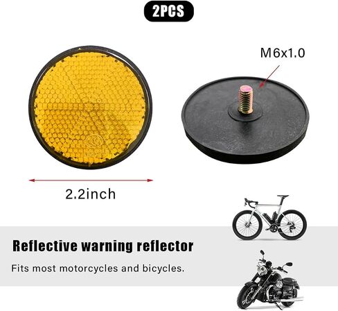 2 PCS Motorcycle Reflectors, Plastic Round Reflective Warning Reflector with Bolts, Safety Reflector for Motorcycles, Scooters and Bicycles, Motorcycle Accessories (Orange) in Saudi Arabia