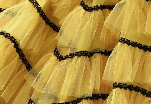 Women's Mid-Length Lace A-line Skirt Multi-Lay Casual Tulle Mesh Irregular Pleated Dance Skirts in Saudi Arabia