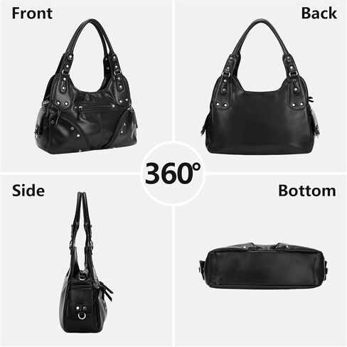 حقيبة كتف YFGBCX من الجلد الصناعي مع جيوب متعددة وتصميم مرصع، حقيبة كتف عصرية ببرشام فاسق، حقيبة حمل للعمل in Kuwait