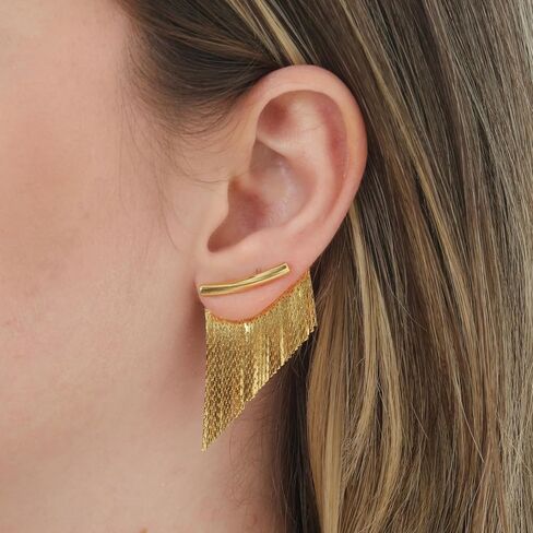ATENA 18K Gold Plated Ear Jacket Earrings for Women | L90 Chain in Saudi Arabia