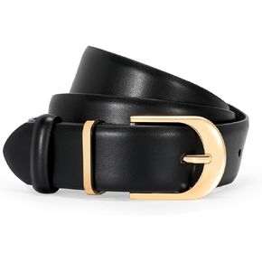 SUOSDEY Fashion Womens Leather Belt for Jeans with Gold Pin Buckle, Soft Waist Belt for dresses, width 1.3"