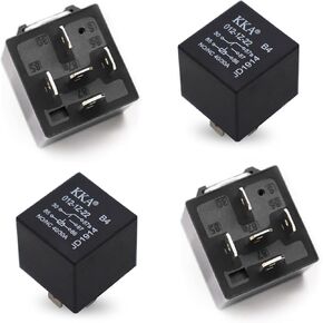 4 PCS Car 5-pin Relay, DC 12V 40A Full Copper Pin No Back Flame Retardant Shell Waterproof Conversion Starter Harness Modification Relay, Plug Play Accessories, Suitable for Most Cars (Black)
