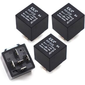 4 PCS Automotive Starting Relay, 12V 40A Five-pin Backless Flame Retardant Housing Waterproof Connection Conversion DC Relay, Sensitive Contact System Component Accessories, for Cars (Black)