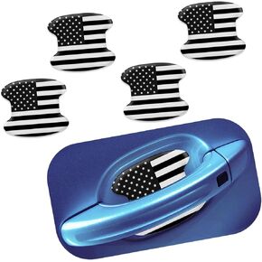 4 PCS Car Door Handle Anti-Scratch Protective Film, 3.7" x 3.3" American Flag Patriotic Decoration, TPU Waterproof Paint Surface Protection Decals, Universal Car Exterior Accessories (Black)