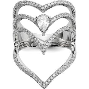 925 Sterling Silver Rhodium Plated CZ Cubic Zirconia Simulated Diamond Ring Jewelry for Women - Ring Size Options: 6 7 8