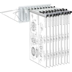 VEVOR Mobile Blueprint Storage Rack, Plan Holder with 12 Pivot Brackets, Mobile Blueprint Holder Adjustable Height & Length, Poster Display Rack for Office and Home (Rack Only Without Clamps)