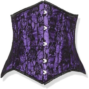 Daisy corsets womens Top Drawer Purple W/Black Lace Double Steel Boned Curvy Cut Waist Cincher Corset