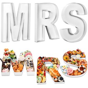 Mifoci 13.7" Cardboard Letter Set for Charcuterie Wedding Party and Anniversary Fillable Paper Mache Chocolate Candy (White,Letter Mrs)