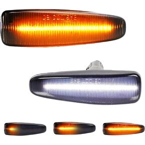 Upgraded 2 PCS Sequential Switchback Front LED Side Marker Lights for Mitsubishi Lancer Evo X Mirage Outlander Sport, Smoked Lens Amber Color Side Fender Marker Lamps