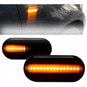 Smoked LED Sequential Side Marker Turn Signal Light Blinker Compatible with VW Jetta MK4 Golf4 GTI R32 Passat B5 Lupo Polo Sharan Vento Fox Amarok T5 Replacement for Ford Fiesta Focus Fusion