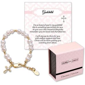 Cherished Moments Girls 14K Gold-plated Cross Bracelet for Godchild, Baptism or First Communion Gift with Poem in Gift Box