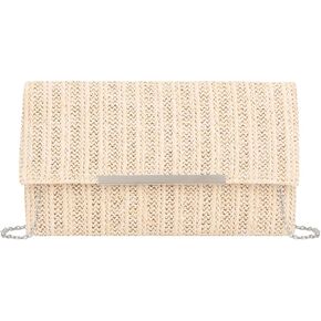 Straw Raffia Purse Wallet Clutch Summer Wicker Woven Beach Handbags for Women Wedding Vacation Travel Party 2024