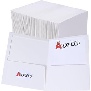 Two-Pocket Folders for Letter Size, Glossy Laminated White Paper Folders,Thick Paper File Folder with Deep Pockets for School Office Business Home (Box of 125)