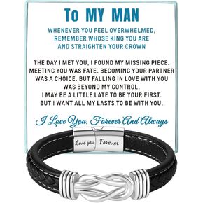 إلى رجلي تصويب سوار التاج الخاص بك للزوج صديقها الرجال أساور جلدية مضفرة عيد الحب هدايا عيد الميلاد له in Kuwait
