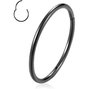 FUNLMO 22g Nose Rings Cartilage Earring Small Hoop Earring Tiny Thin Piercing Hoop Ring for Helix Tragus Conch Rook Lobe 6mm Black