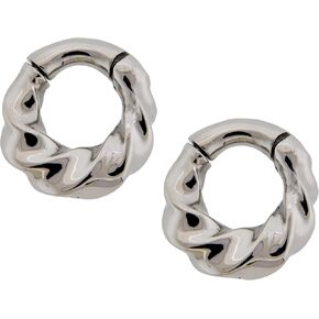 6GA 316L Stainless Steel Spiral Twist Hinged Clicker Rings for Stretched Piercings, Sold as a Pair