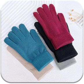 Winter Gloves Women, Knit Gloves, Gloves Bulk, Mittens for Women, Winter Magic Gloves for Adults, 5 Pairs of Stretchy Knit Warm Gloves for 5 Colors Set, Medium Size, One Size Fits All.