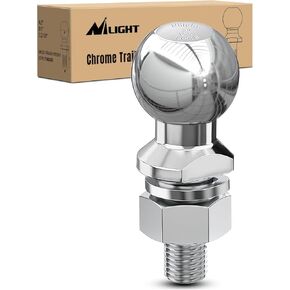 Nilight 2-Inch Diameter Chrome Trailer Hitch Ball, 7,500 lbs, 1 x 2-1/8-Inch Shank Universal Fit,Gray, 2 Years Warranty
