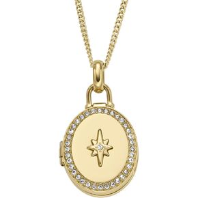 Fossil Women's Locket Collection Stainless Steel Pendant Necklace, Color: Gold (Model: JF04735710)