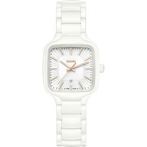 Rado True Square Ladies, White Dial with Gold Index and Date Display and Swiss Automatic Movement