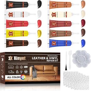 Leather Repair Kit for Furniture, 10 Colors Leather Repair Paint Gel, Vinyl Repair Kit, Leather Repair Gel for Car Interior, Sofa, Coats, Leather Jacket, Car Seat, Scratch, Tears, Holes