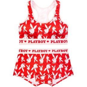 Playboy Womens Juniors Ladies Bunny Heart Toss حمالة صدر رياضية وملابس داخلية قصيرة للأولاد بمقاسات S-XL in Kuwait