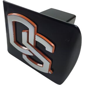 Oregon State University METAL emblem (with orange trim) on black METAL Hitch Cover