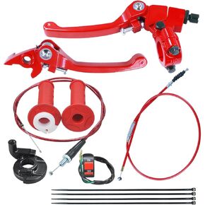 Folding Clutch Brake Lever Cable Throttle Handle Grips Cable Kit for 50cc 70cc 110cc 125cc 150cc Apollo RFZ125 DBX15 X18 X19 Tao Tao DB17 DB27 Coolster M125 SSR Pit Dirt Bike Motorcycle Red