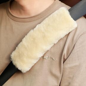 JUSTTOP 2-Pack Soft Faux Sheepskin Car Seat Belt Shoulder Pads Cover for More Comfortable Driving(White)