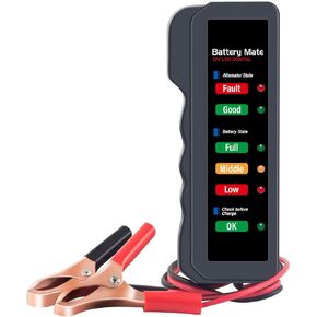 12V Car Battery Tester, Automotive Digital Battery Alternator Tester with LED Indication, Battery Detector Checker to Test Battery Condition & Alternator Charging, Car Accessories