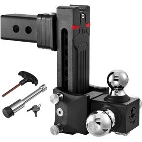 Airbird Adjustable Trailer Hitch Ball Mount with 2" & 2-5/16" Dual Ball, 5-Inch Drop ，Only Fits 2.5-Inch Hitch Receiver ，20,000LBS GTW - 722505 (2.5inch 7 Drop)……