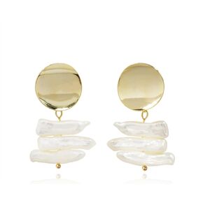 CW 18K gold-plated Baroque pearl dangle earrings,unique rainbow luster delicate and elegant personality suitable for womens trendy.