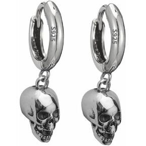 skull earrings for Women Girl Ladies,925 sterling silver Platinum plating skull Hoop earrings.