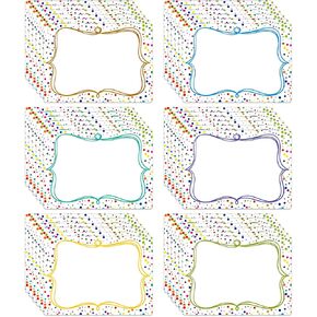 48PCS Name Tags Label Stickers Confetti Desk Name Tags for Kids Student Name Tags Stickers for Classroom Decoration Desk Nameplates for Kindergarten Classroom Back to School Teacher Supplies