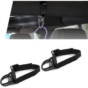 2 Pack Car Hanger Hook Part for Trunk, Roll Bar Design, Vehicle Hnging Buckle Accessories, Durable Fabric Automotive Storage Hook Compatible with Jeep Wrangler JL JT TJ JK (Black)