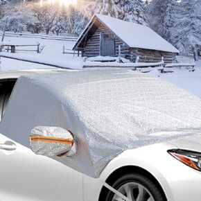 Miytsya Car Windshield Snow Cover, Universal Windshield Ice Cover Protect Windshield and Mirror Covers from Snow, Ice, Frost and Sun Shade Silver #5 (73.7"*66.5")