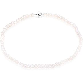 White Freshwater Pearl Smooth Necklace for Women's Pearl Strand Necklaces