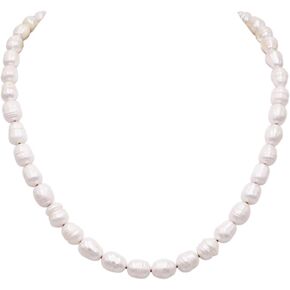 Rosemarie & Jubalee Women's Mermaid Chic Natural Textured 10mm Freshwater Pearl Strand Necklace, 20"