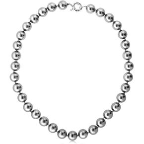 Gem Stone King 12MM Round Large Black Shell Pearl 18-Inch Necklace for Women with Spring Ring Clasp